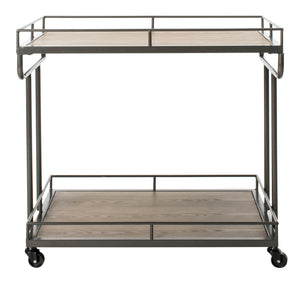 Dawson Industrial-Chic 2 Tier Rectangle Bar Cart with Rolling Design for Stylish Home Entertaining