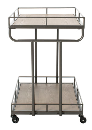 Dawson Industrial-Chic 2 Tier Rectangle Bar Cart with Rolling Design for Stylish Home Entertaining