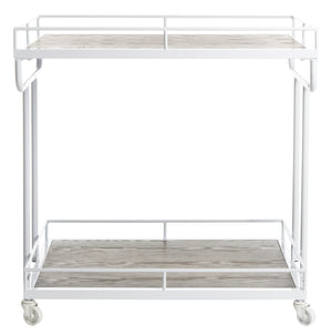 Dawson Industrial-Chic 2 Tier Rectangle Bar Cart with Rolling Design for Stylish Home Entertaining
