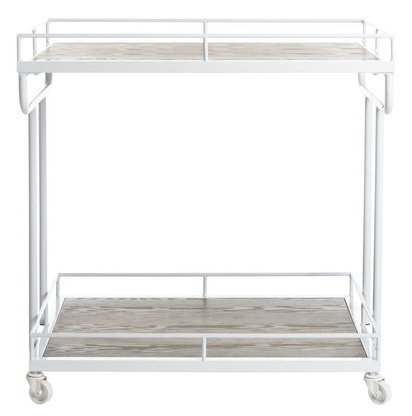 Dawson Industrial-Chic 2 Tier Rectangle Bar Cart with Rolling Design for Stylish Home Entertaining