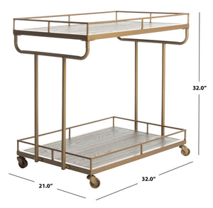 Dawson Industrial-Chic 2 Tier Rectangle Bar Cart with Rolling Design for Stylish Home Entertaining