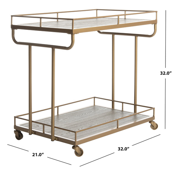 Dawson Industrial-Chic 2 Tier Rectangle Bar Cart with Rolling Design for Stylish Home Entertaining