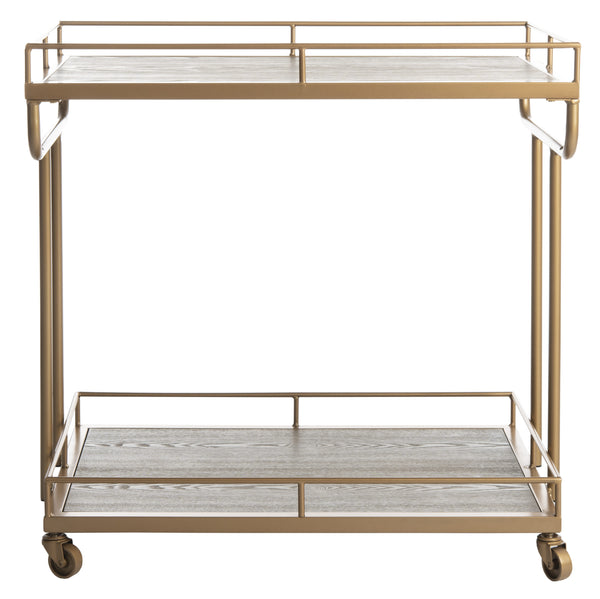 Dawson Industrial-Chic 2 Tier Rectangle Bar Cart with Rolling Design for Stylish Home Entertaining