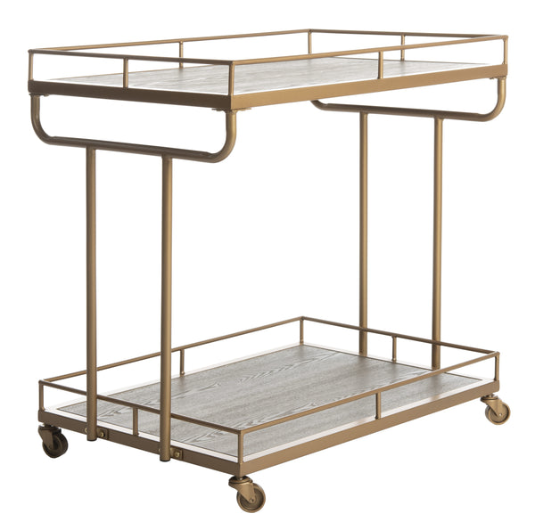 Dawson Industrial-Chic 2 Tier Rectangle Bar Cart with Rolling Design for Stylish Home Entertaining