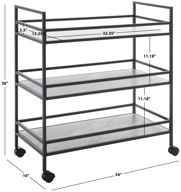 Idria Modern 3-Tier Bar Cart - Sophisticated Serving Trolley with Sleek Design for Entertaining