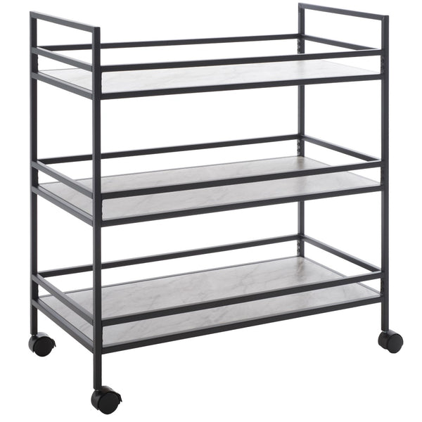 Idria Modern 3-Tier Bar Cart - Sophisticated Serving Trolley with Sleek Design for Entertaining