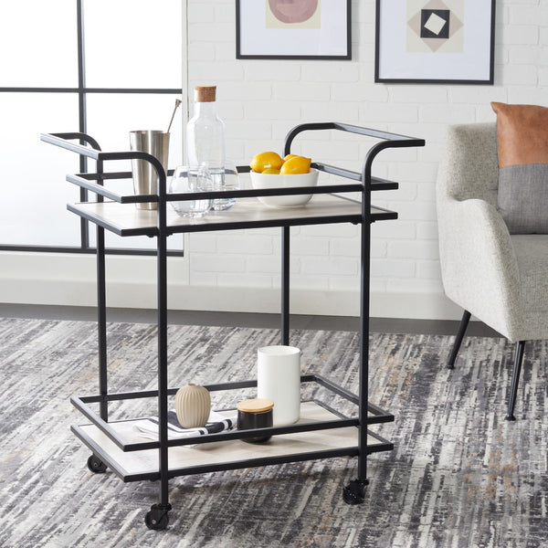 Lameris Stylish Two-Tier Bar Cart with Curved Handles for Elegant Entertaining and Storage Solutions