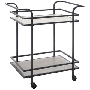 Lameris Stylish Two-Tier Bar Cart with Curved Handles for Elegant Entertaining and Storage Solutions