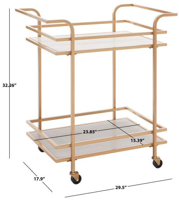 Lameris Stylish Two-Tier Bar Cart with Curved Handles for Elegant Entertaining and Storage Solutions