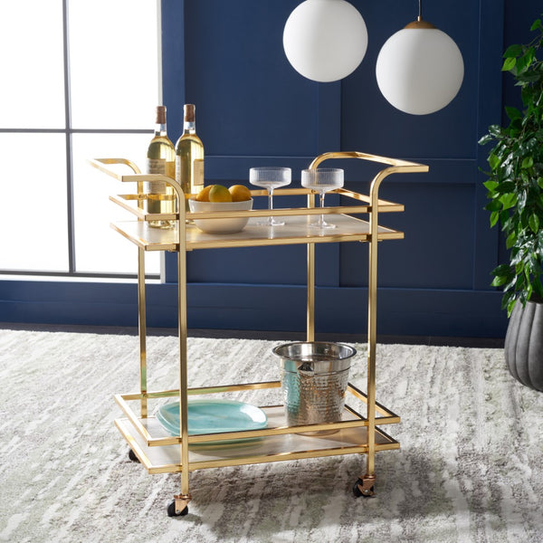 Lameris Stylish Two-Tier Bar Cart with Curved Handles for Elegant Entertaining and Storage Solutions