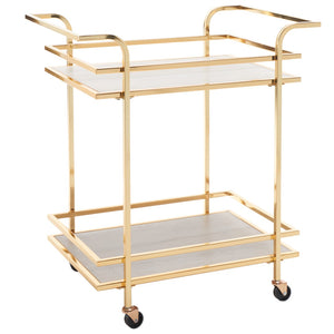 Lameris Stylish Two-Tier Bar Cart with Curved Handles for Elegant Entertaining and Storage Solutions