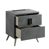 Doris Industrial Nightstand with USB Port & Electric Lock Gray BD00556-ACME