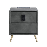 Doris Industrial Nightstand with USB Port & Electric Lock Gray BD00556-ACME