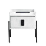 Metis Industrial Nightstand with USB Port & Electric Lock Vintage White BD00557-ACME