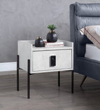 Metis Industrial Nightstand with USB Port & Electric Lock Vintage White BD00557-ACME
