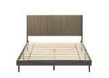 Valdemar Transitional Queen Bed Brown Fabric & Weatheted Gray Finish BD00571Q-ACME