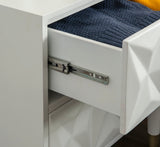 Two Drawer Geo Texture Nightstand White