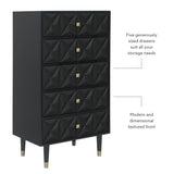 Five Drawer Geo Texture Chest, Black 