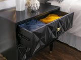 Two Drawer Geo Texture Nightstand Black