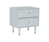 Two Drawer Geo Texture Nightstand Grey