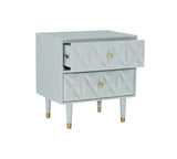 Two Drawer Geo Texture Nightstand Grey