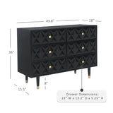 Six Drawer Geo Texture Dresser Black