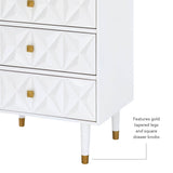 Five Drawer Geo Dresser Chest, White