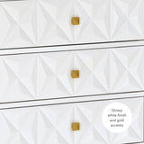 Five Drawer Geo Dresser Chest, White