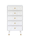 Five Drawer Geo Dresser Chest, White