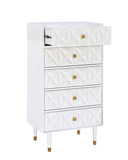 Five Drawer Geo Dresser Chest, White