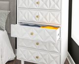 Five Drawer Geo Dresser Chest, White