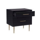 Gloria Two Drawer Night Stand Black