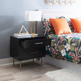 Gloria Two Drawer Night Stand Black