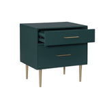 Gloria Two Drawer Night Stand Dark Green