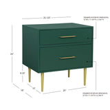 Gloria Two Drawer Night Stand Dark Green