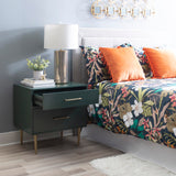 Gloria Two Drawer Night Stand Dark Green