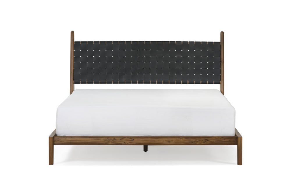 Cove Queen Bed - Black Leather