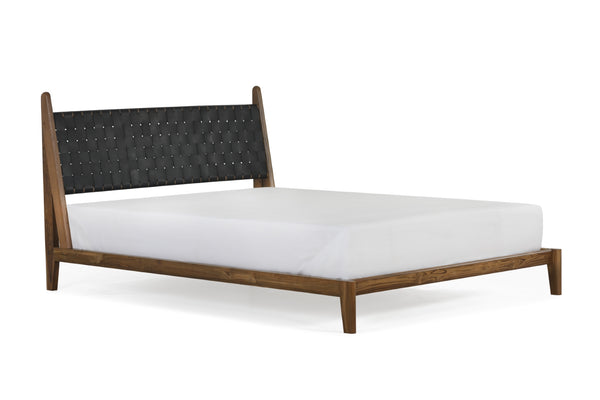 Cove Queen Bed - Black Leather