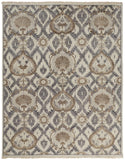 Beall Luxury Wool Rug, Ornamental Ikat, Beige, 9ft - 6in x 13ft - 6in Area Rug