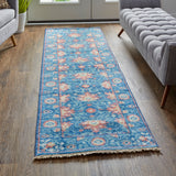 Beall Luxury Wool Rug, Ornamental Floral, Classic Blue, 2ft - 6in x 8ft, Runner