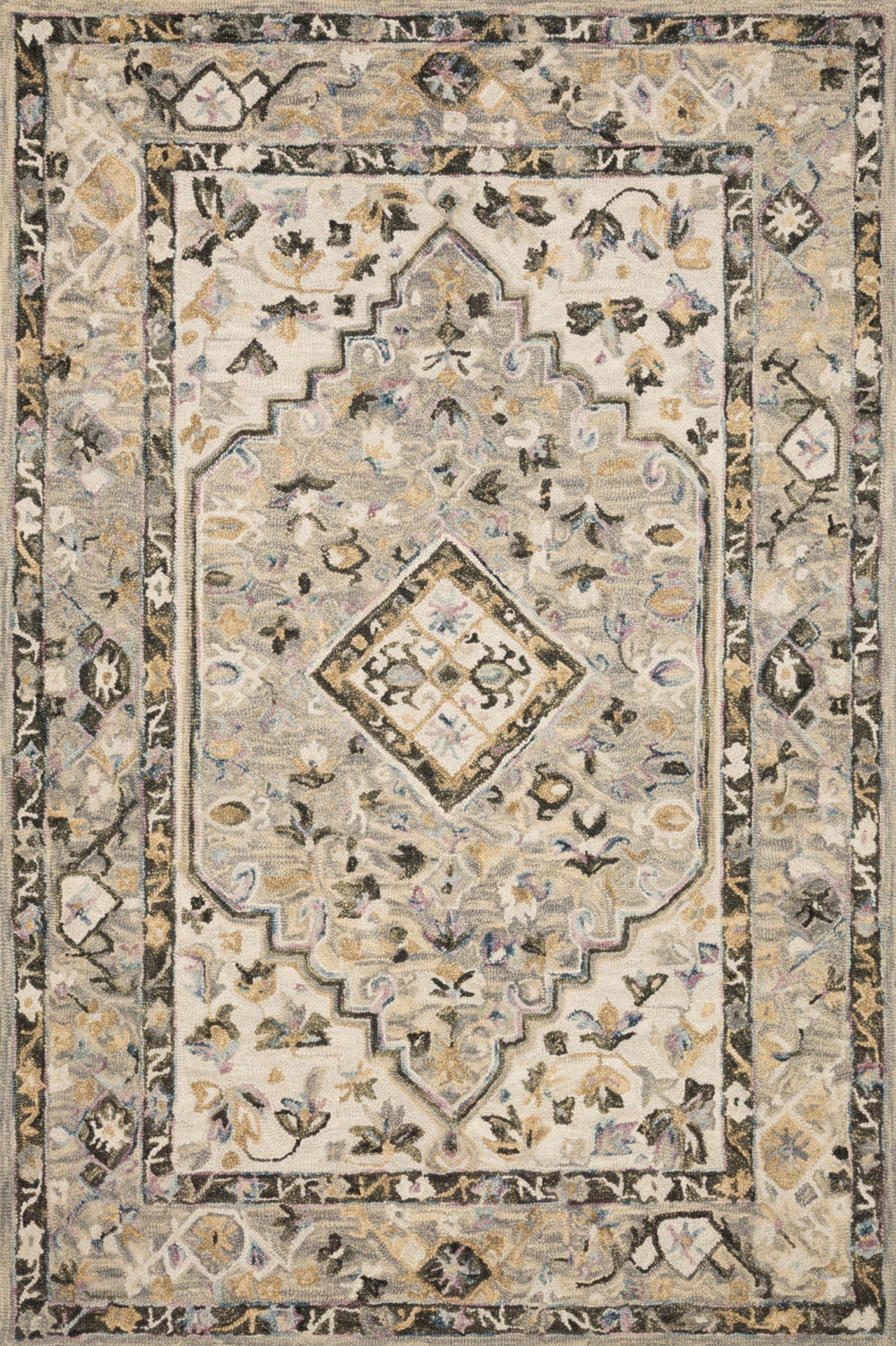 Loloi Beatty BEA-01 100% Wool Hooked Traditional Rug BEATBEA-01GYIV93D0