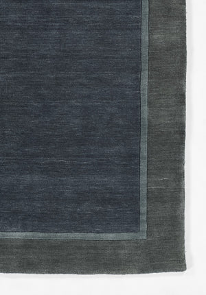 Momeni Beckton BEC-1 Hand Loomed Contemporary Border, Solid Indoor Area Rug Blue 9' x 12' BECKTBEC-1BLU90C0