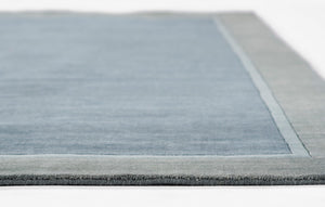 Momeni Beckton BEC-1 Hand Loomed Contemporary Border, Solid Indoor Area Rug Blue 9' x 12' BECKTBEC-1BLU90C0