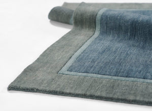 Momeni Beckton BEC-1 Hand Loomed Contemporary Border, Solid Indoor Area Rug Blue 9' x 12' BECKTBEC-1BLU90C0