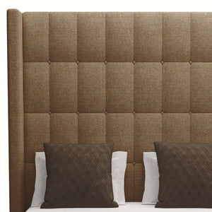 Nativa Interiors Aylet Box Tufted Upholstered High 87" Solid + Manufactured Wood / Revolution Performance Fabrics® Commercial Grade Panel Bed Brown Queen - 71.00"W x 86.00"D x 87.00"H