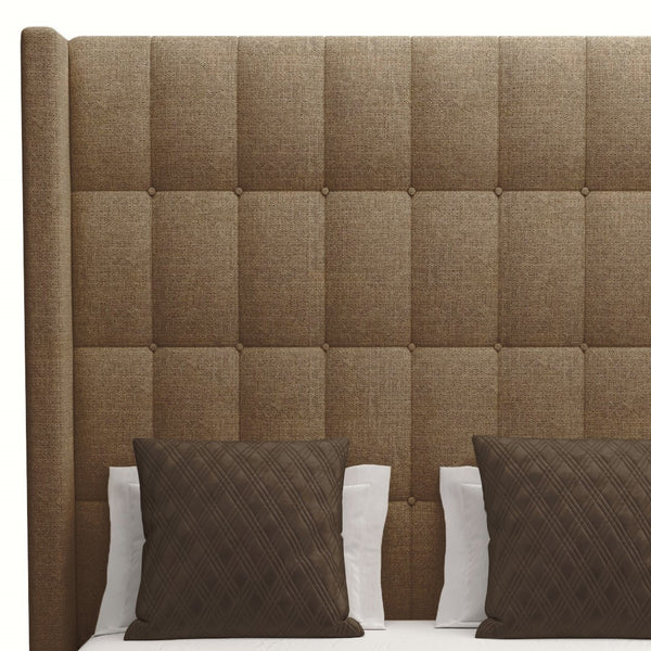Nativa Interiors Aylet Box Tufted Upholstered High 87" Solid + Manufactured Wood / Revolution Performance Fabrics® Commercial Grade Panel Bed Brown Queen - 71.00"W x 86.00"D x 87.00"H