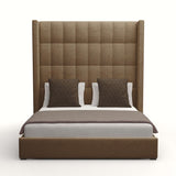 Nativa Interiors Aylet Box Tufted Upholstered High 87" Solid + Manufactured Wood / Revolution Performance Fabrics® Commercial Grade Panel Bed Brown Queen - 71.00"W x 86.00"D x 87.00"H