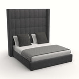 Nativa Interiors Aylet Box Tufted Upholstered High 87" Solid + Manufactured Wood / Revolution Performance Fabrics® Commercial Grade Panel Bed Charcoal Queen - 71.00"W x 86.00"D x 87.00"H