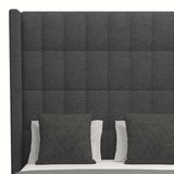 Nativa Interiors Aylet Box Tufted Upholstered High 87" Solid + Manufactured Wood / Revolution Performance Fabrics® Commercial Grade Panel Bed Charcoal Queen - 71.00"W x 86.00"D x 87.00"H