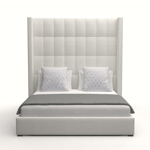 Nativa Interiors Aylet Box Tufted Upholstered High 87" Solid + Manufactured Wood / Revolution Performance Fabrics® Commercial Grade Panel Bed Off White Queen - 71.00"W x 86.00"D x 87.00"H